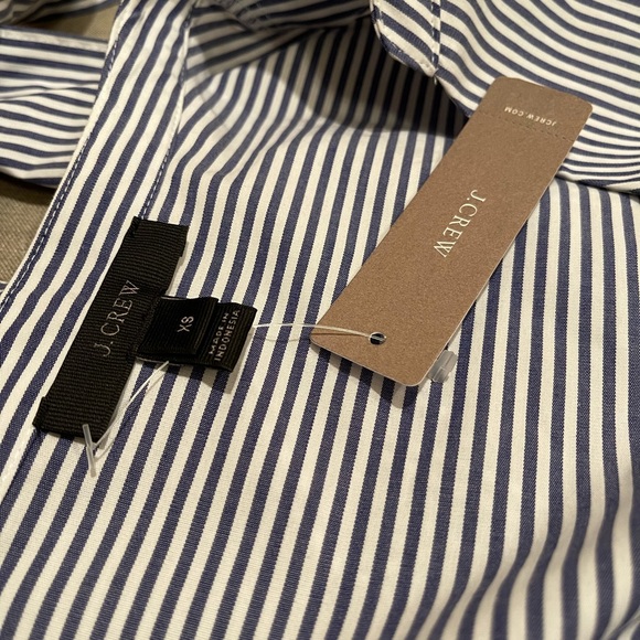 J.Crew Blue and White Striped Wrap blouse Xs NWT - Picture 3 of 10